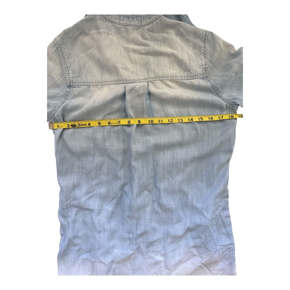 Cloth & Stone Tencel Chambray Shirt Dress Light Blue Roll Sleeve XS - Picture 6 of 7